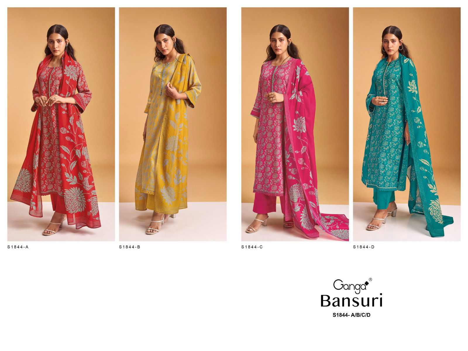 Bansuri 1844 By Ganga Printed Salwar Suits Catalog